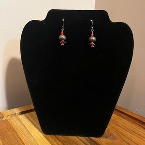 Coral and sterling silver earrings
